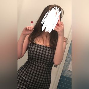 Forever 21 black and white plaid bodycon dress